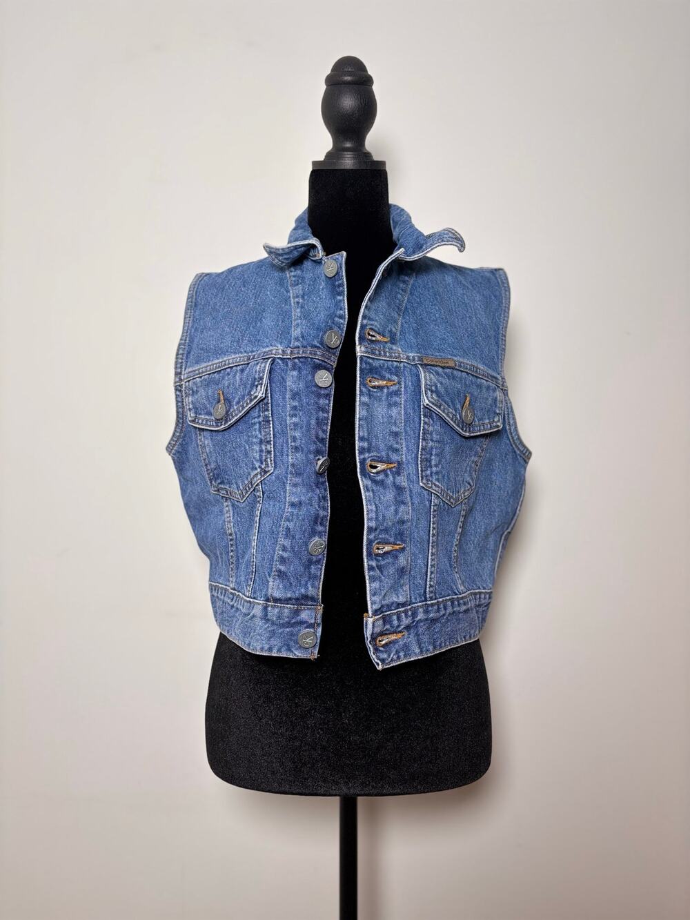 Calvin Klein Jeans Button Down Sleeveless Denim Vest Grunge Biker Size M